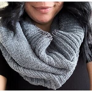 Mixit Womens Dark Gray Sparkle Knit Infinity Scarf